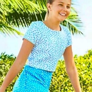 Like NEW Lilly Pulitzer Girls Top Size 7 Thelma in Zanzibar Blue polka dot